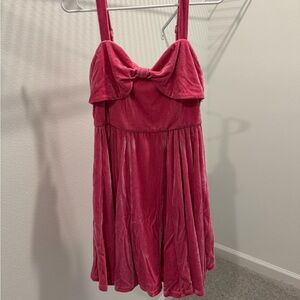 Pink Velvet Bow Dress